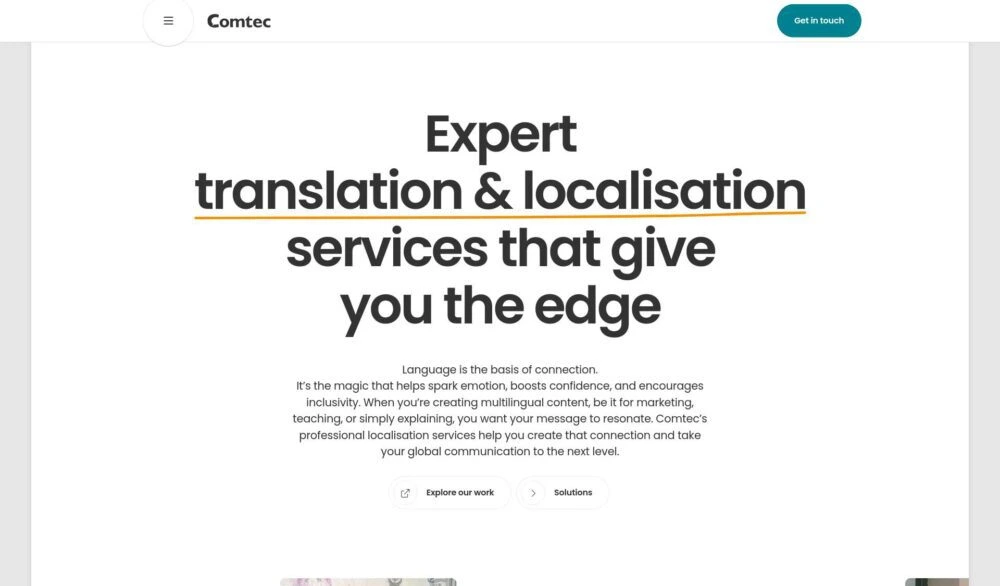 Image of the Comtec Translations website