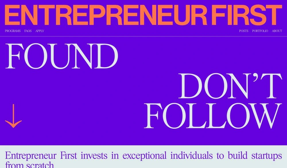 Image of the Entrepreneur First website