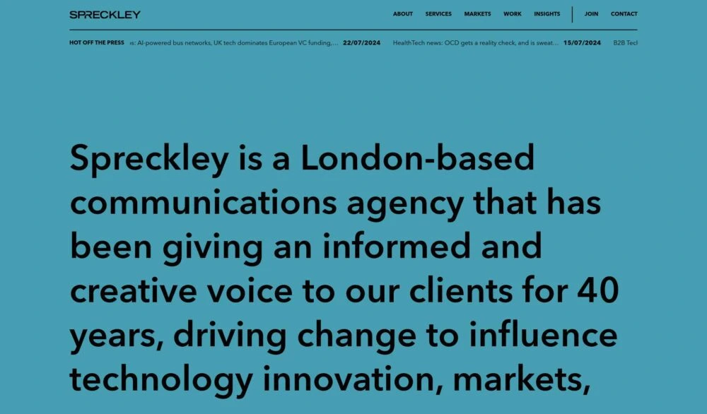 Image of the Spreckley website